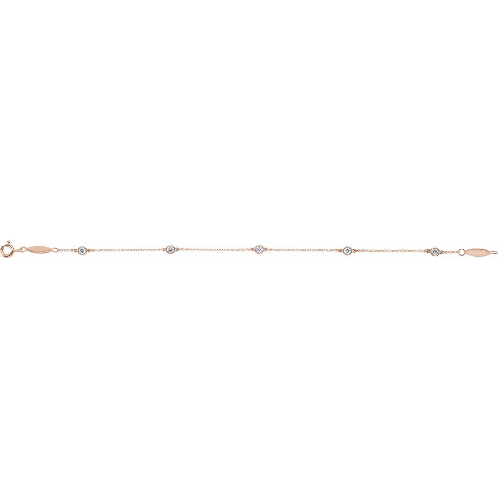 1/3 CTW Lab-Grown Diamond Bezel-Set Station Bracelet in 14k rose gold