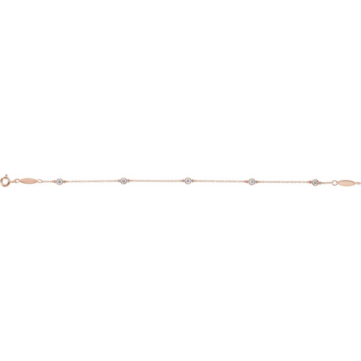 1/3 CTW Lab-Grown Diamond Bezel-Set Station Bracelet in 14k rose gold