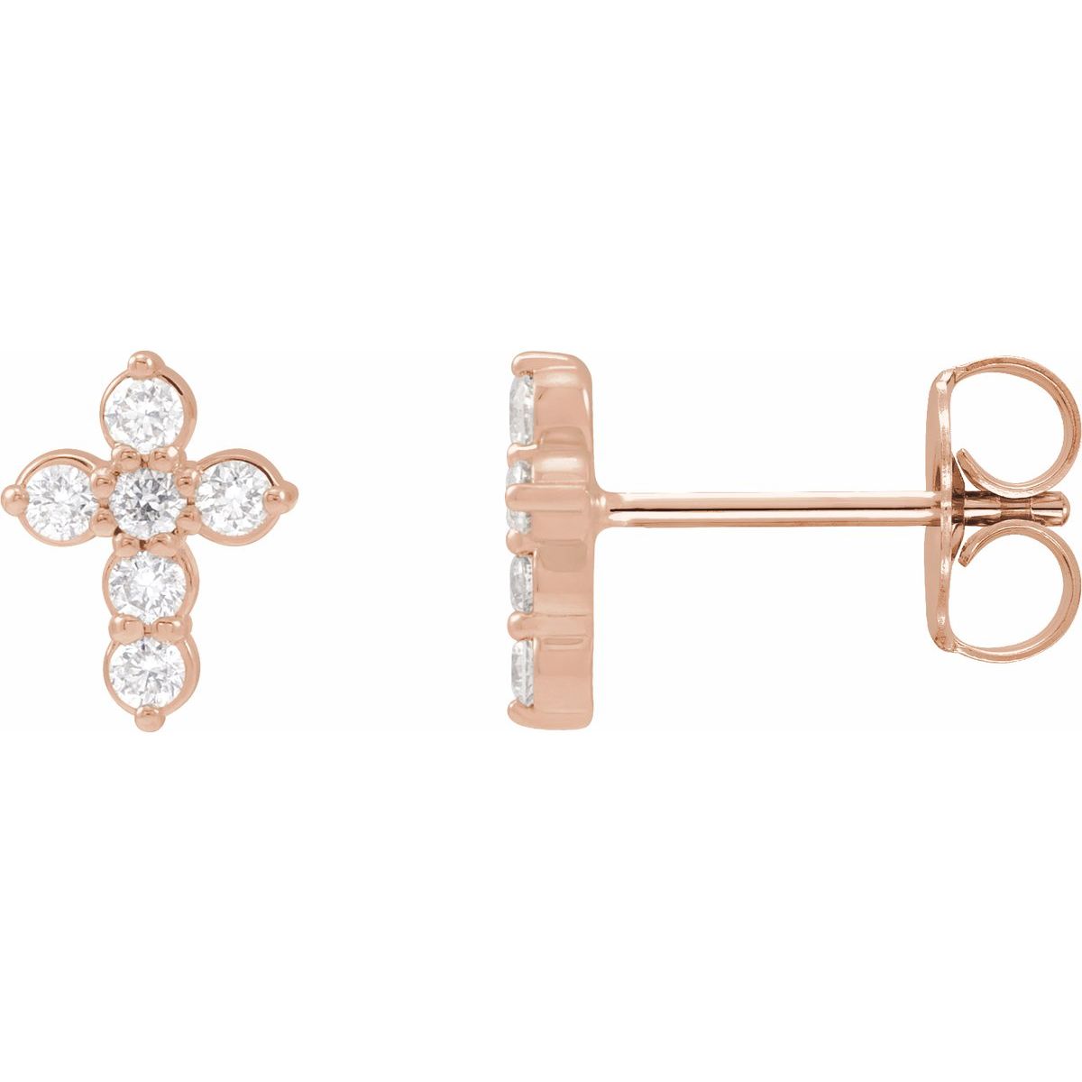 3/4 CTW Natural Diamond Cross Earrings in 14k rose gold