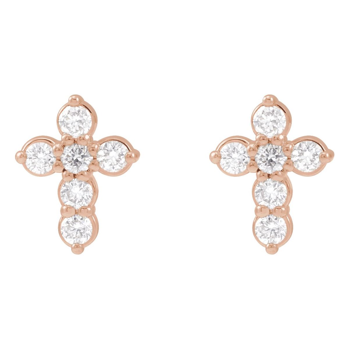 3/4 CTW Natural Diamond Cross Earrings in 14k rose gold