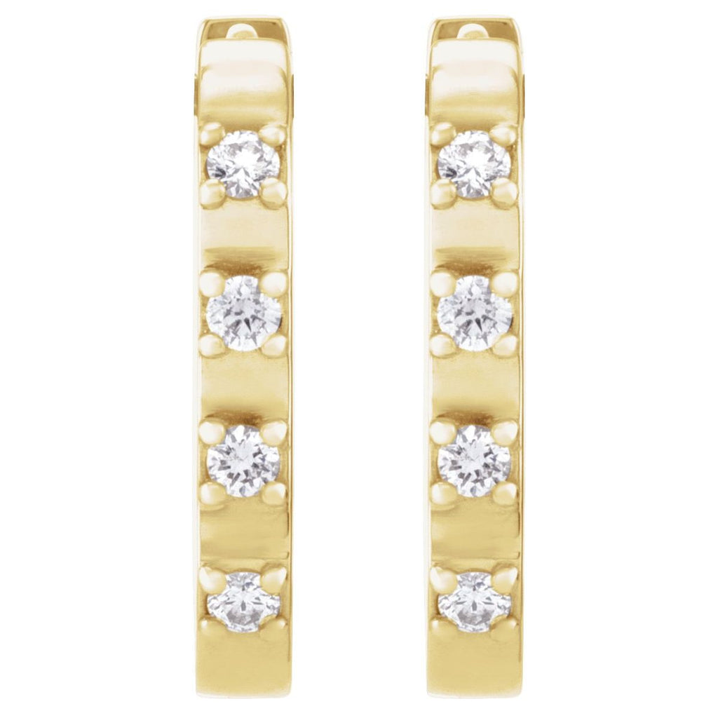 1/10 CTW Natural Diamond 14 mm Hoop Earrings in 14k yellow gold