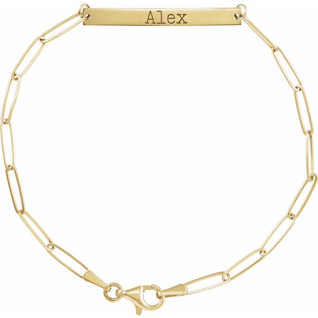 Engravable Bar Bracelet in 14k yellow gold