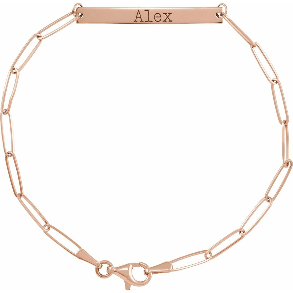 Engravable Bar Bracelet in 14k rose gold