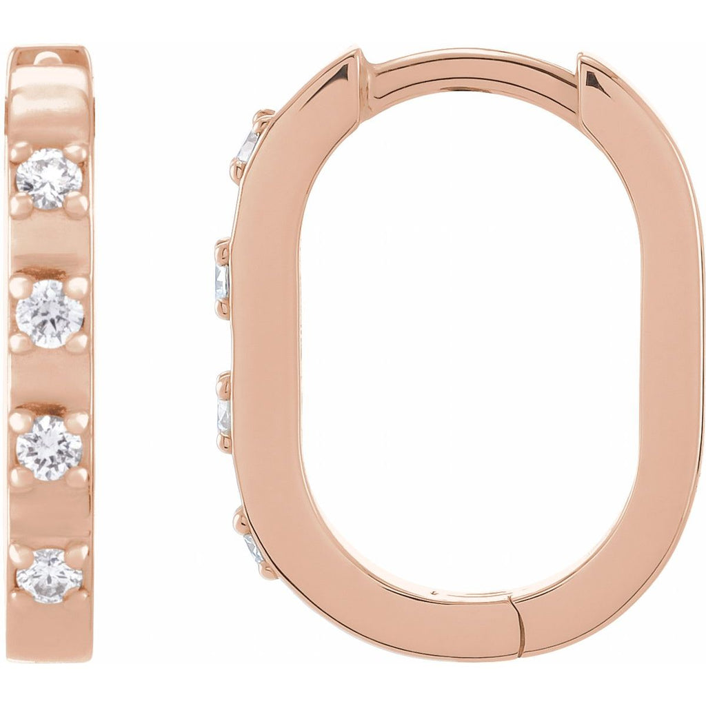 1/10 CTW Natural Diamond 14 mm Hoop Earrings in 14k rose gold