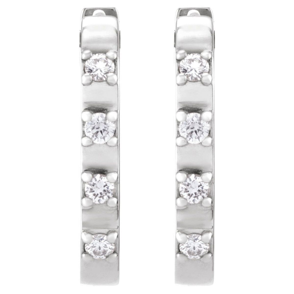 1/10 CTW Natural Diamond 14 mm Hoop Earrings in 14k white gold