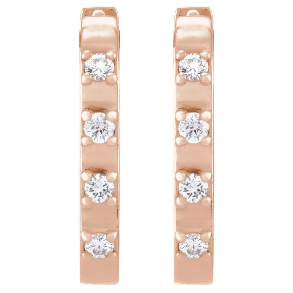 1/10 CTW Natural Diamond 14 mm Hoop Earrings in 14k rose gold