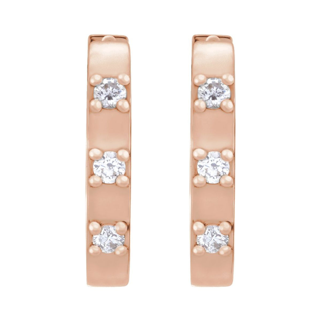 .08 CTW Natural Diamond 11.5 mm Hoop Earrings in 14k rose gold