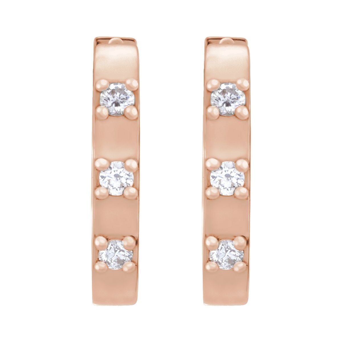 .08 CTW Natural Diamond 11.5 mm Hoop Earrings in 14k rose gold