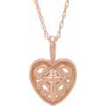 18.7x12.6 mm Cross And Heart Necklace in 14k rose gold