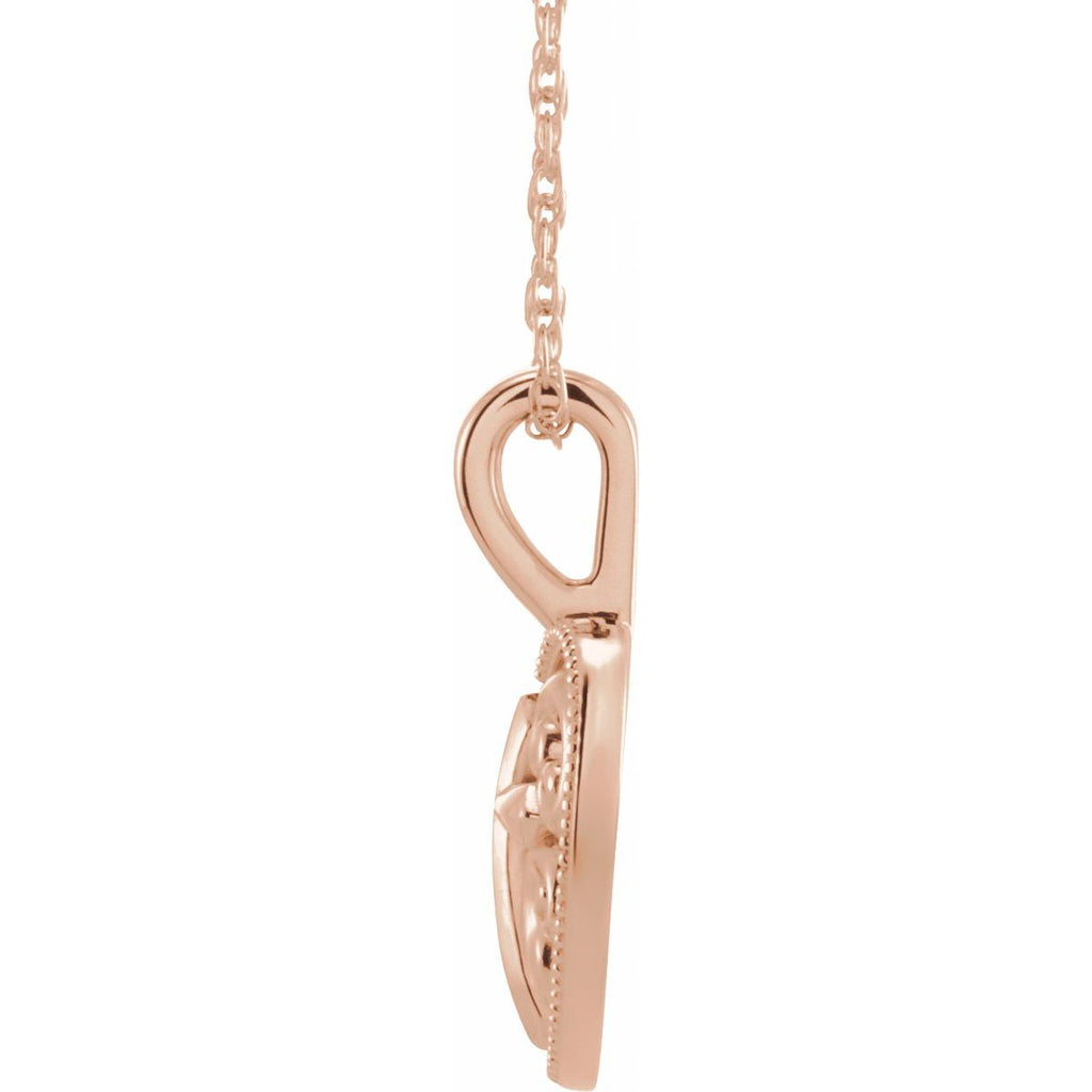 18.7x12.6 mm Cross And Heart Necklace in 14k rose gold