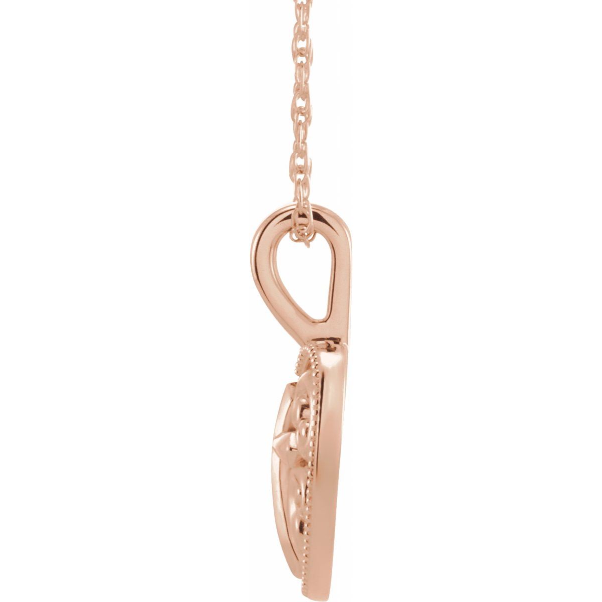 18.7x12.6 mm Cross And Heart Necklace in 14k rose gold