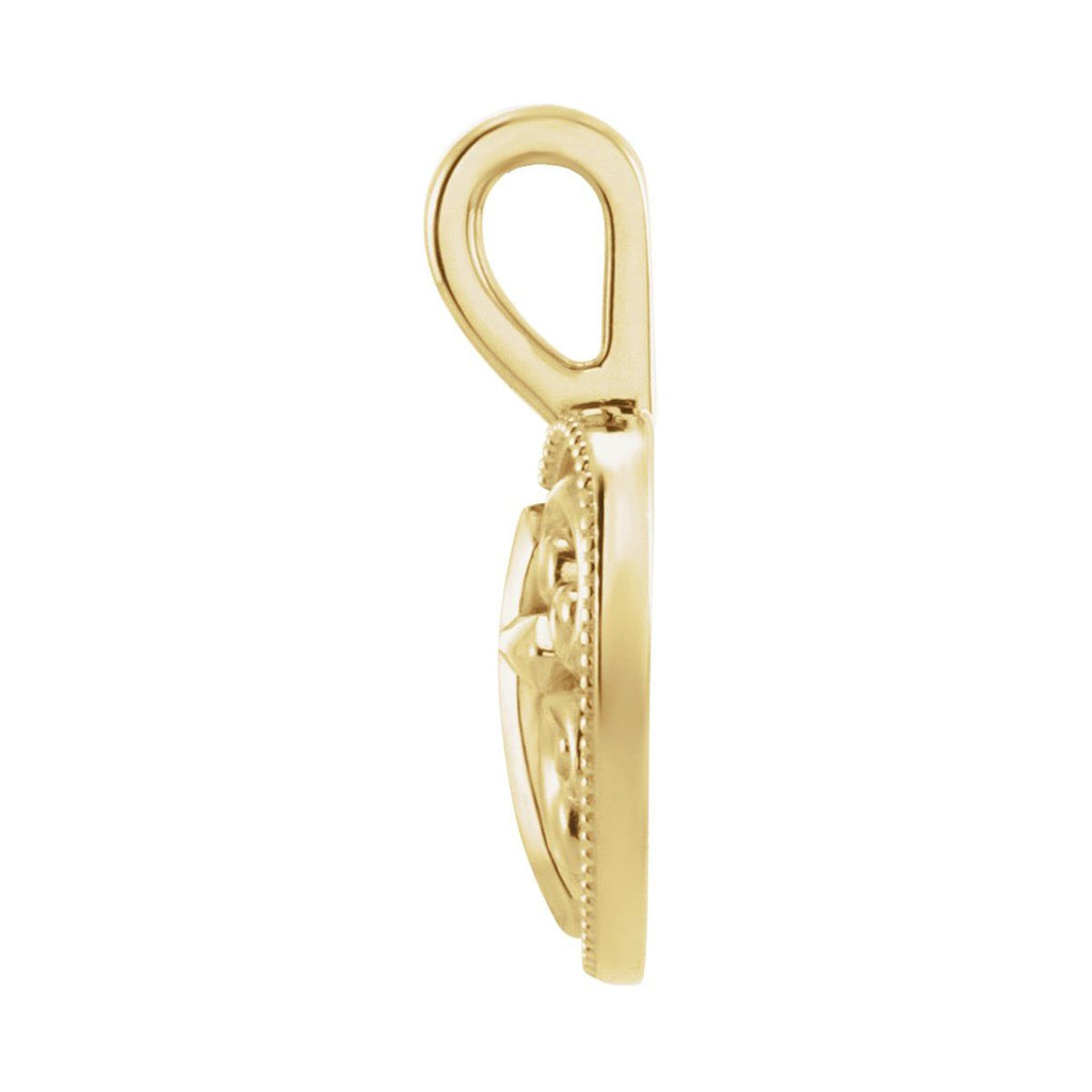 18.7x12.6 mm Cross And Heart Pendant in 14k yellow gold