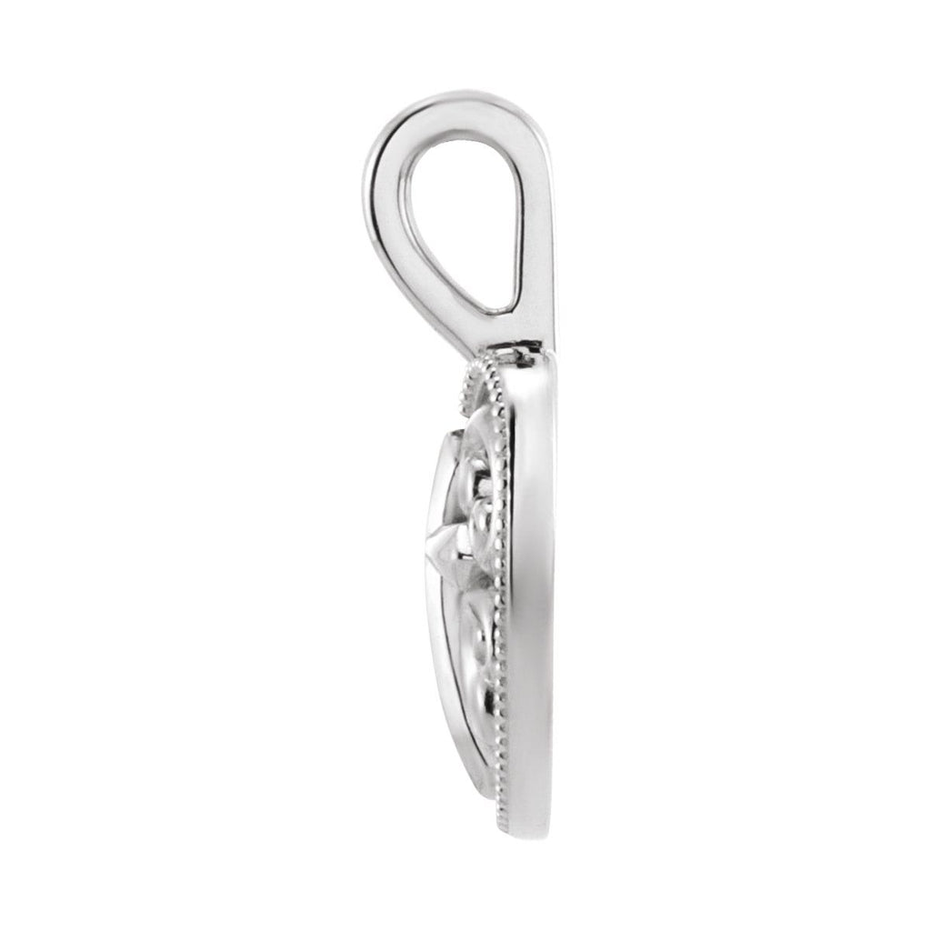 18.7x12.6 mm Cross And Heart Pendant in 14k white gold