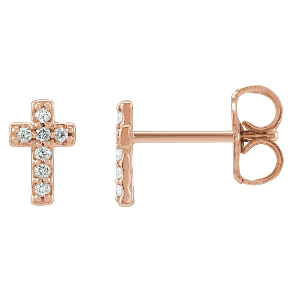.06 CTW Natural Diamond Cross Earrings in 14k rose gold