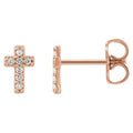 .06 CTW Natural Diamond Cross Earrings in 14k rose gold