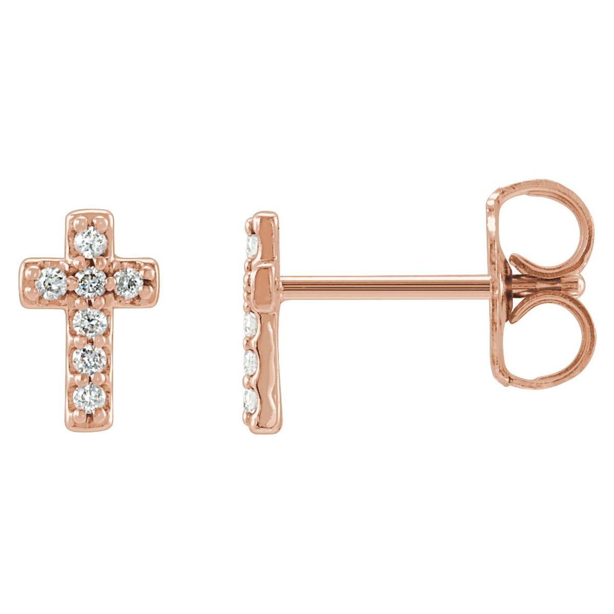 .06 CTW Natural Diamond Cross Earrings in 14k rose gold
