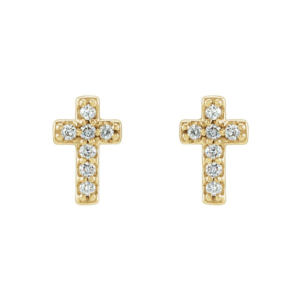 .06 CTW Natural Diamond Cross Earrings in 14k yellow gold