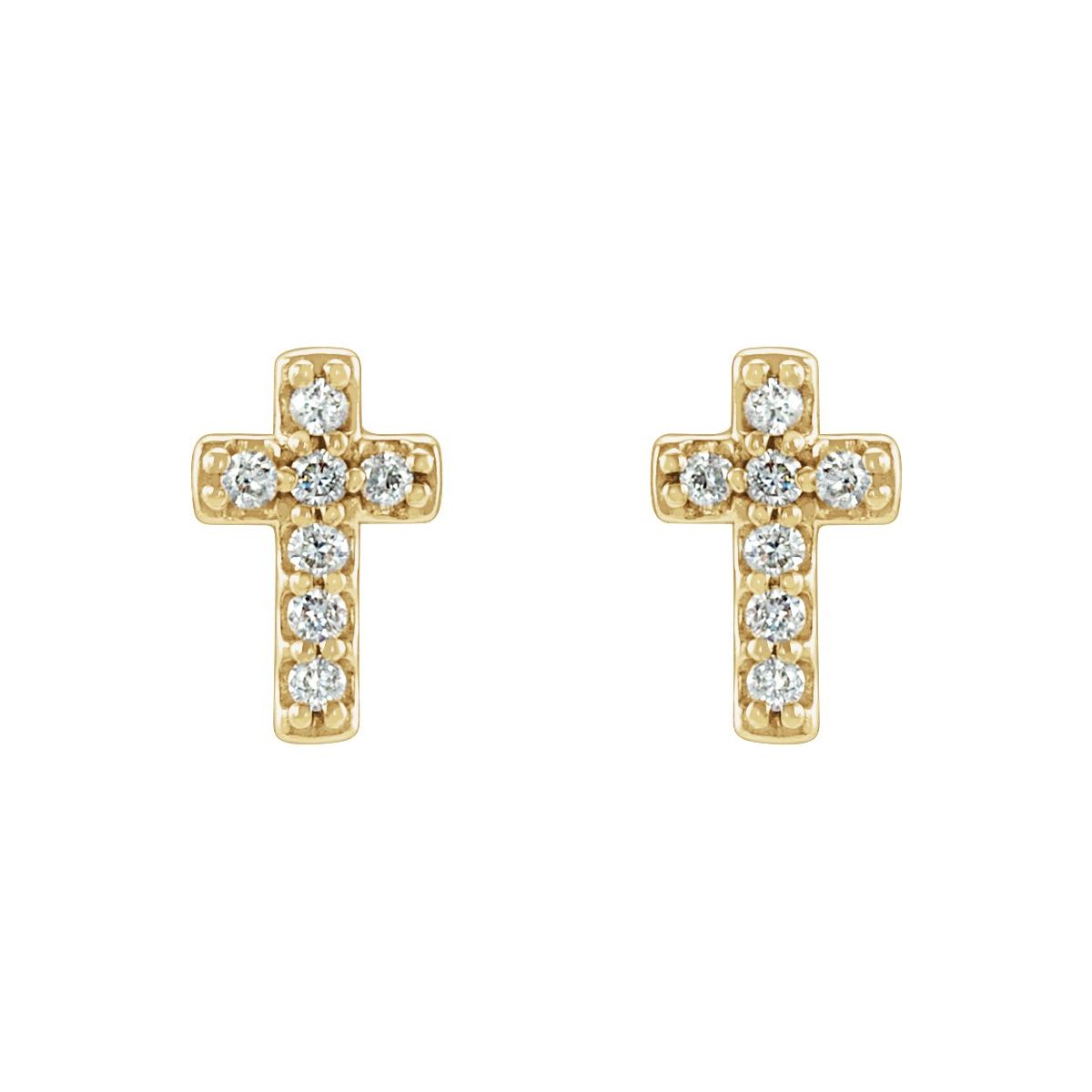 .06 CTW Natural Diamond Cross Earrings in 14k yellow gold