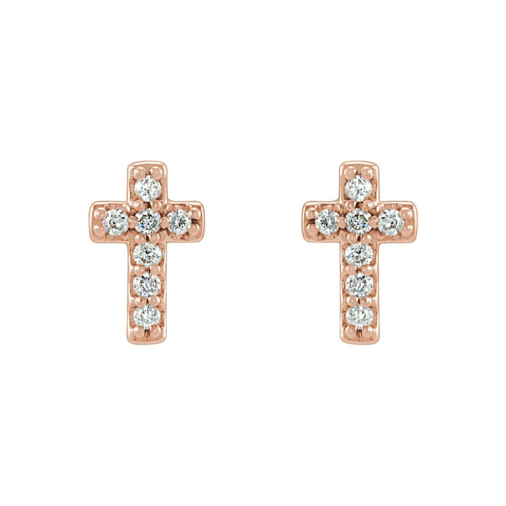 .06 CTW Natural Diamond Cross Earrings in 14k rose gold