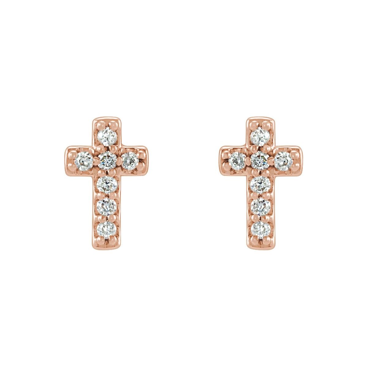 .06 CTW Natural Diamond Cross Earrings in 14k rose gold