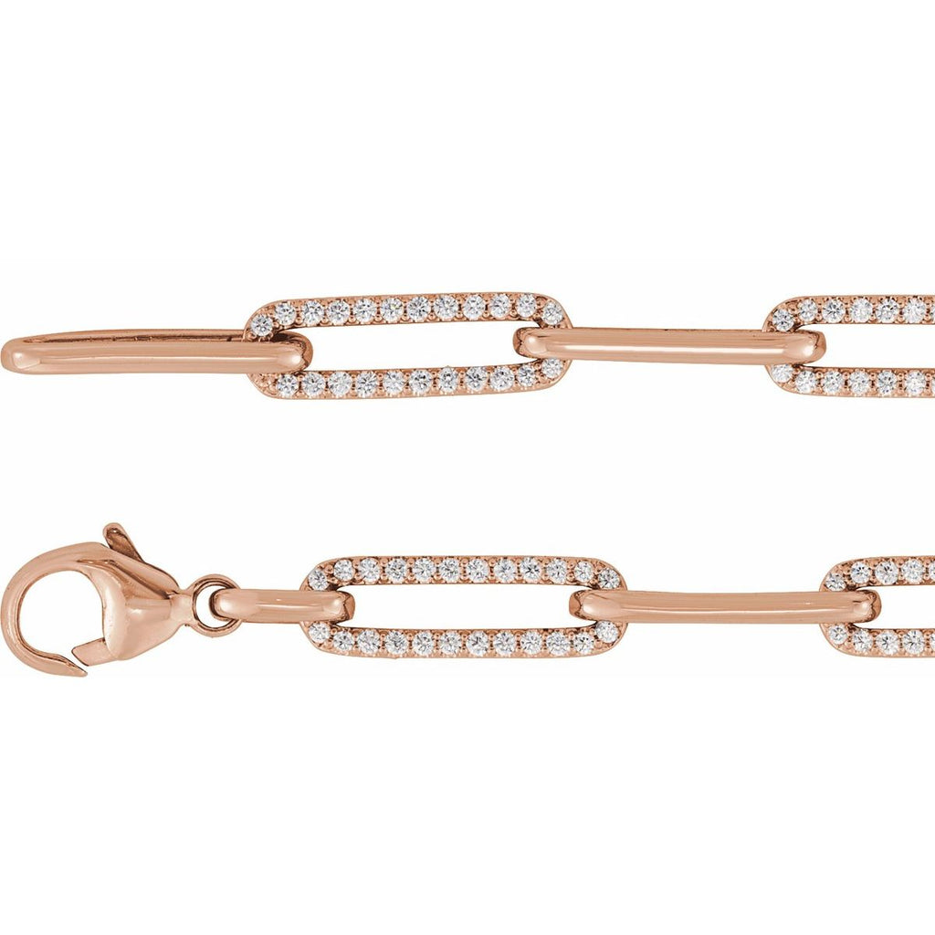 1 CTW Lab-Grown Diamond Link Bracelet in 14k rose gold