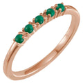 Natural Emerald Cabochon Stackable Ring in 14k rose gold