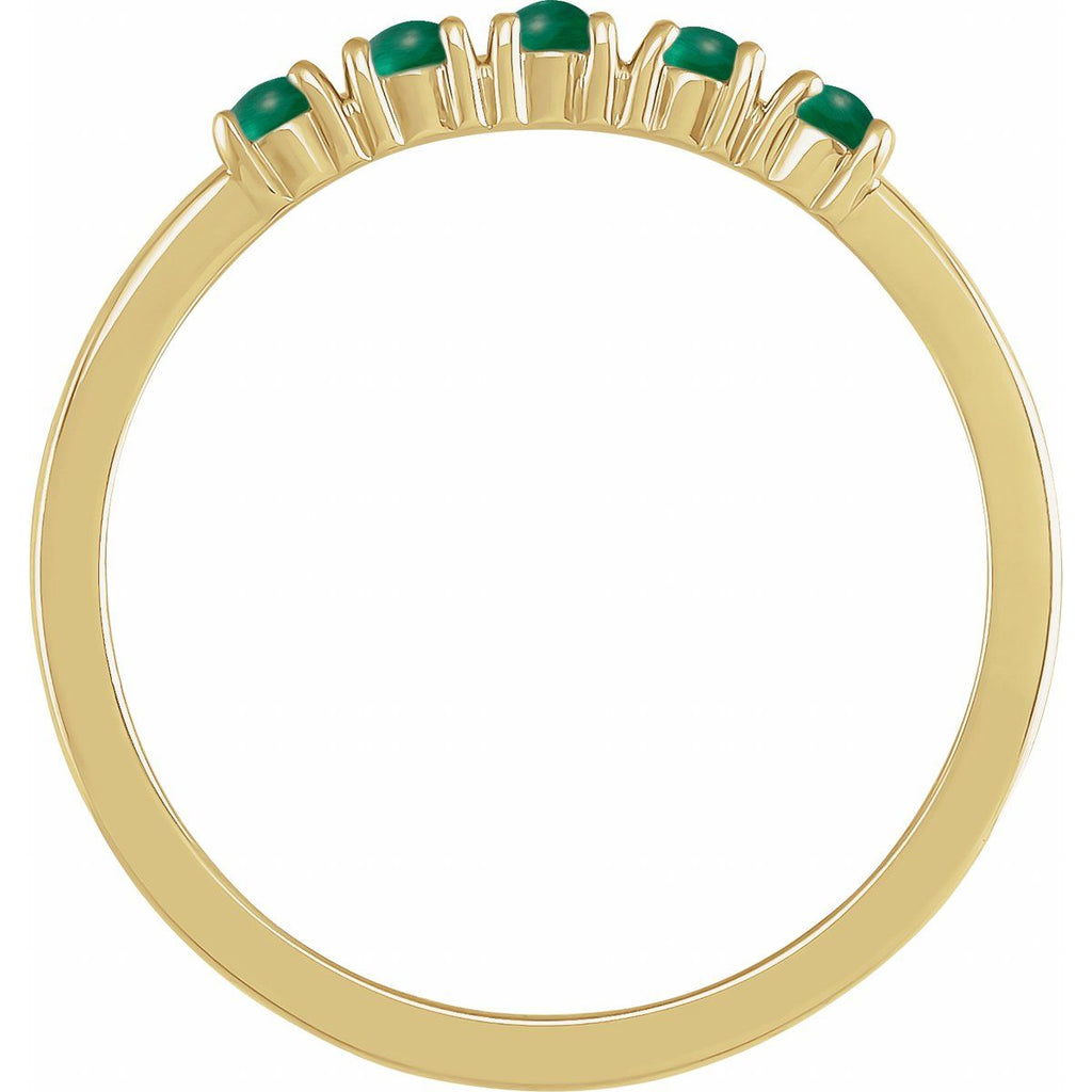Natural Emerald Cabochon Stackable Ring in 14k yellow gold