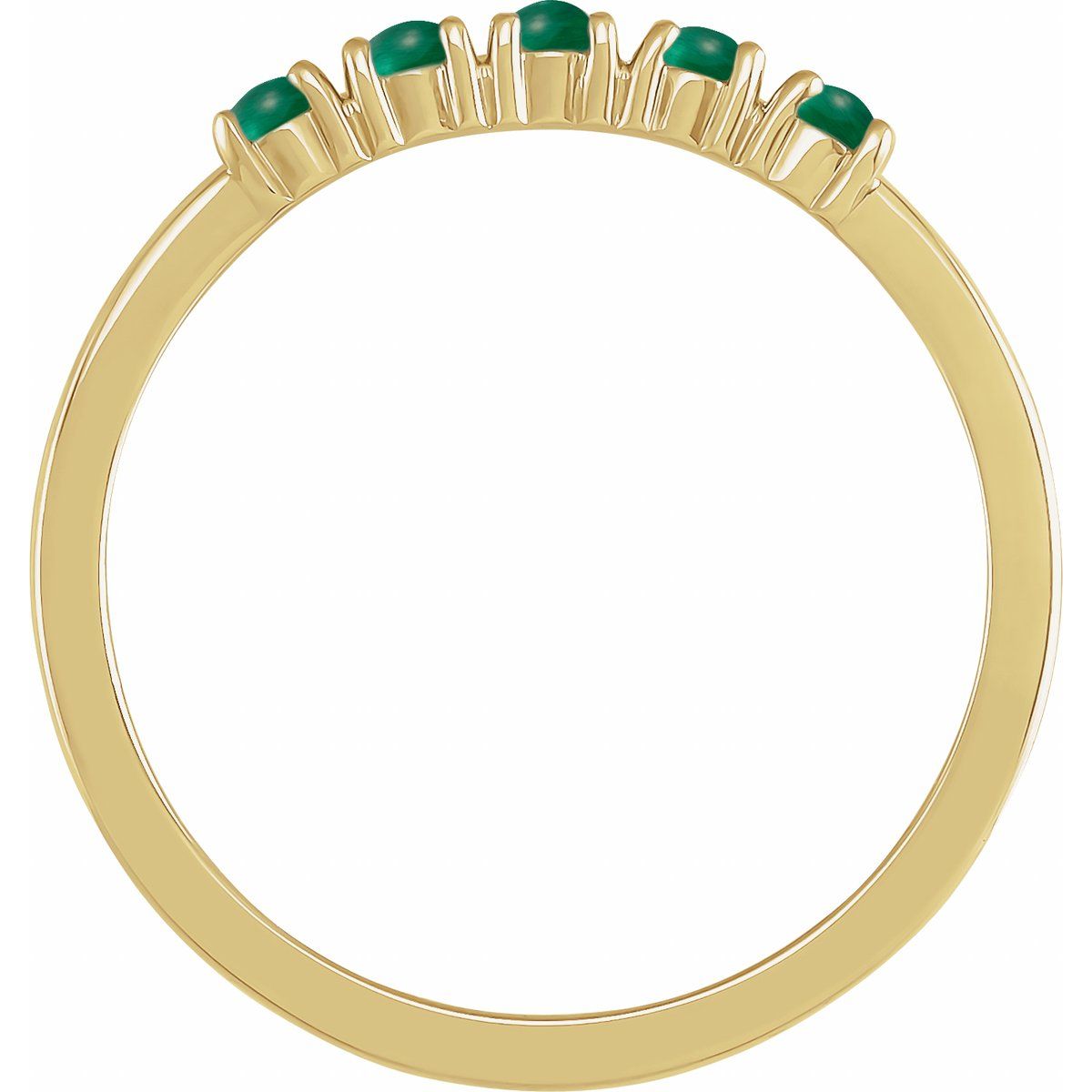 Natural Emerald Cabochon Stackable Ring in 14k yellow gold