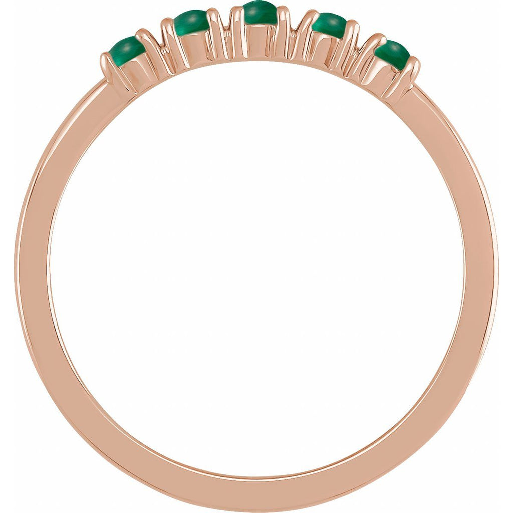Natural Emerald Cabochon Stackable Ring in 14k rose gold
