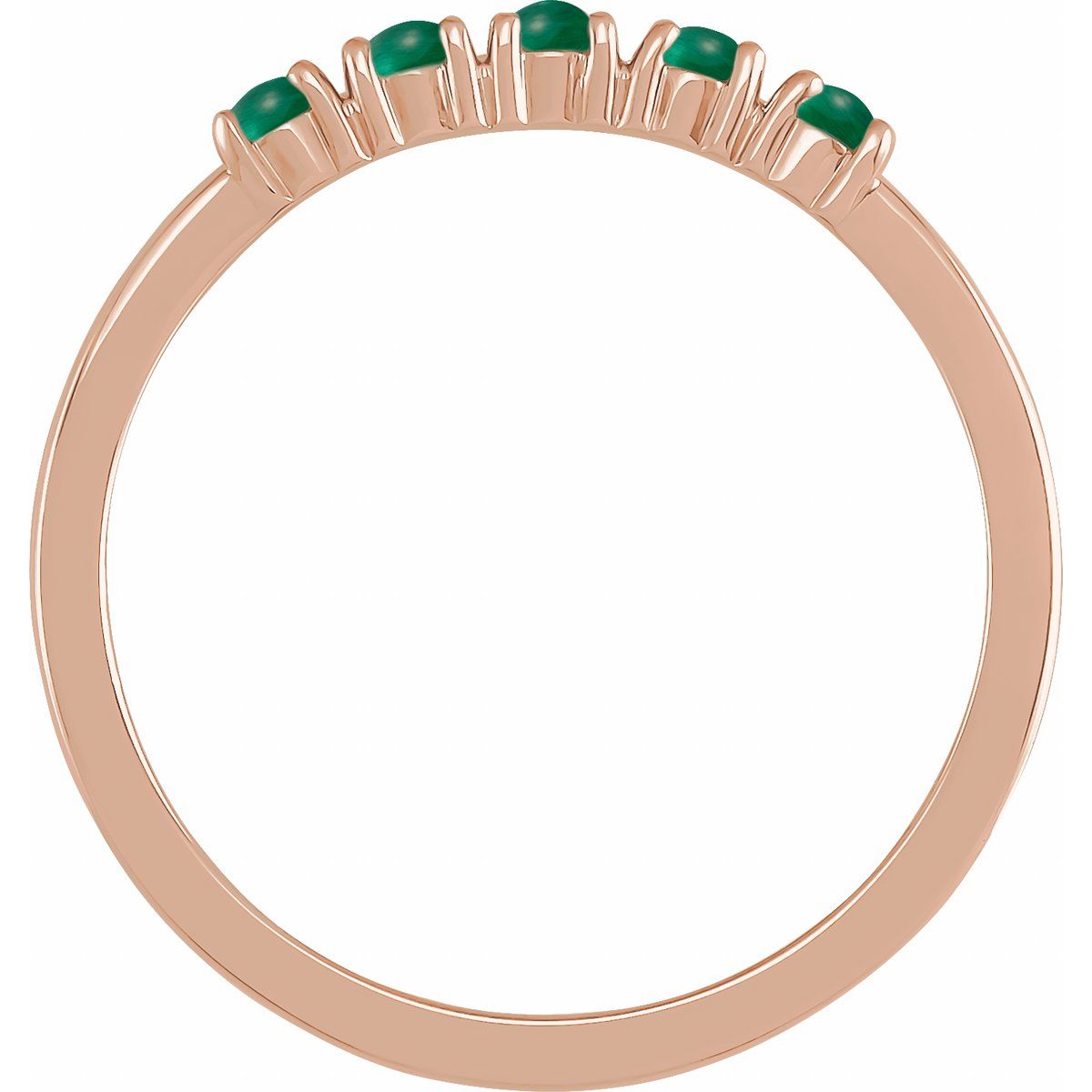 Natural Emerald Cabochon Stackable Ring in 14k rose gold