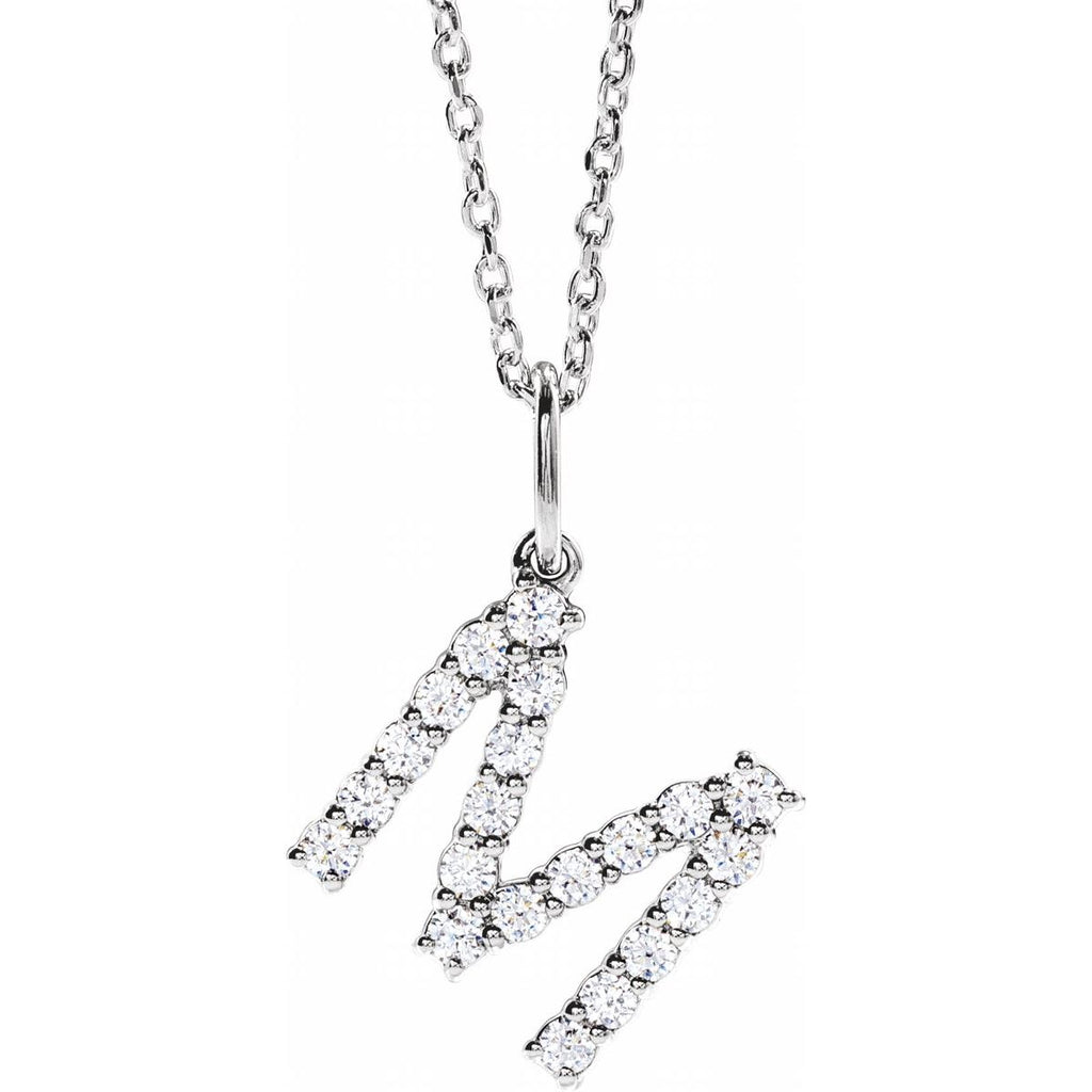 1/3 CTW Lab-Grown Diamond Initial M Necklace