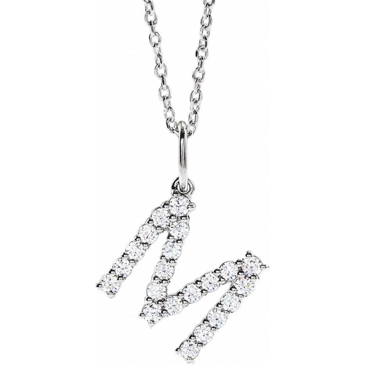 1/3 CTW Lab-Grown Diamond Initial M Necklace