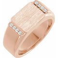 Round 1/10 CTW Natural Diamond Signet Ring in 14k rose gold