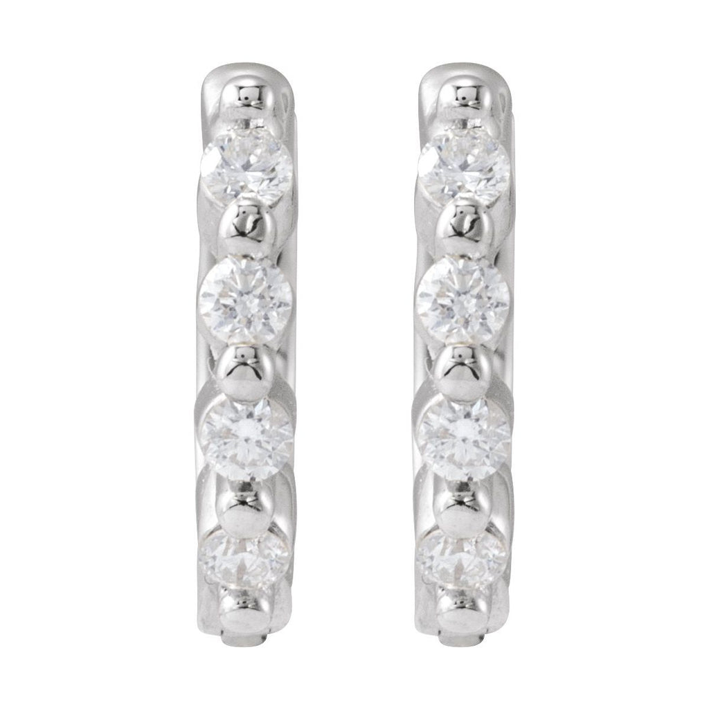 1/10 CTW Natural Diamond 10.74 mm Hinged Hoop Earrings in 14k white gold