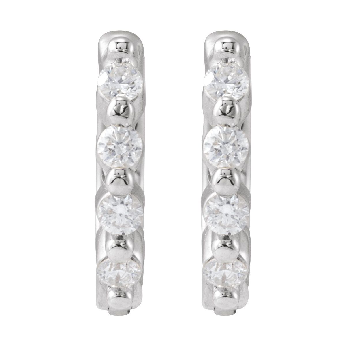 1/10 CTW Natural Diamond 10.74 mm Hinged Hoop Earrings in 14k white gold