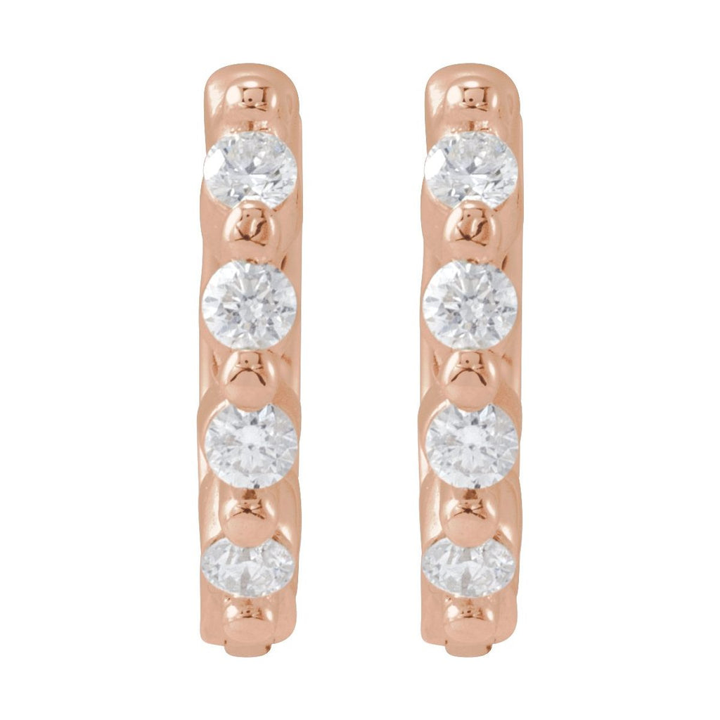 1/10 CTW Natural Diamond 10.74 mm Hinged Hoop Earrings in 14k rose gold