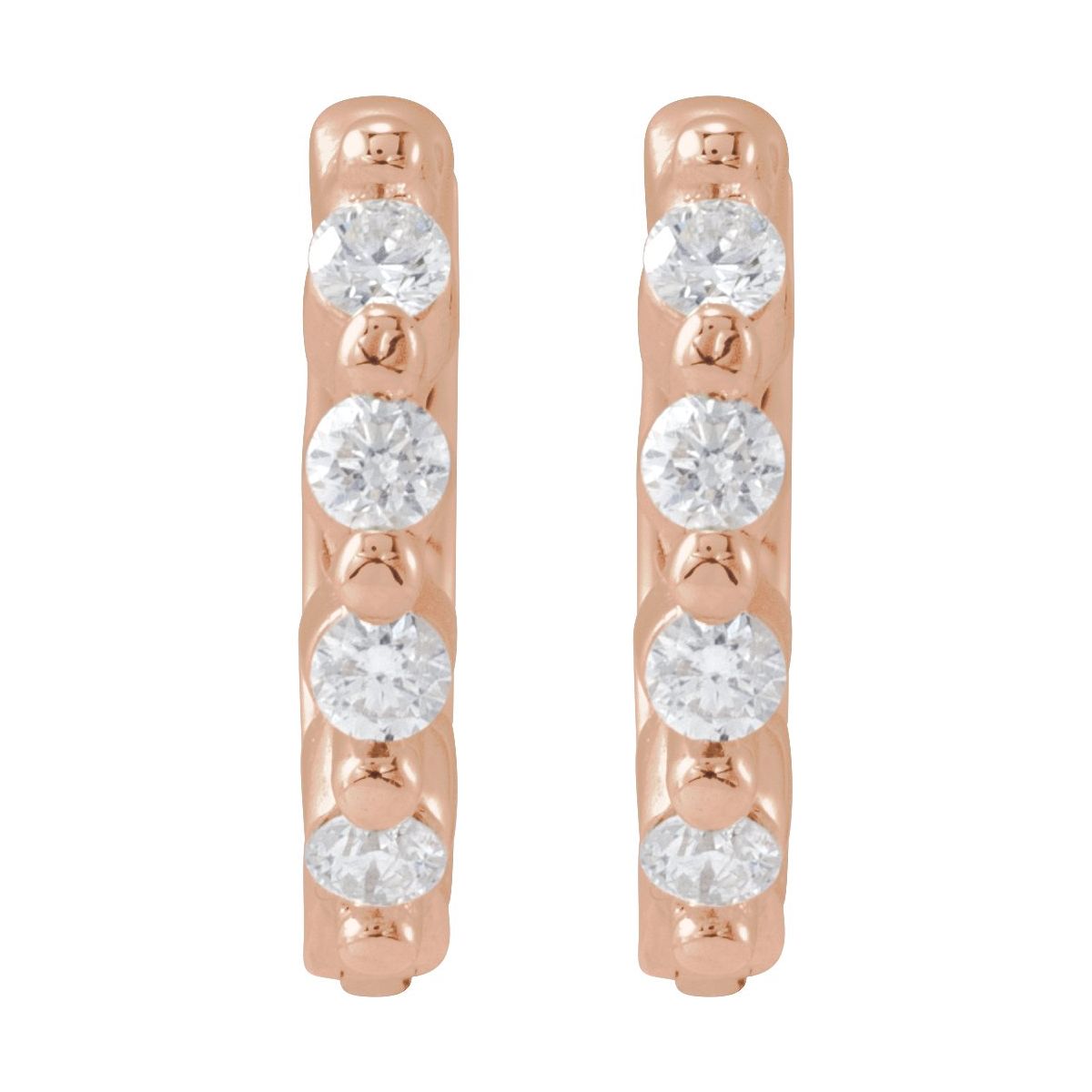 1/10 CTW Natural Diamond 10.74 mm Hinged Hoop Earrings in 14k rose gold