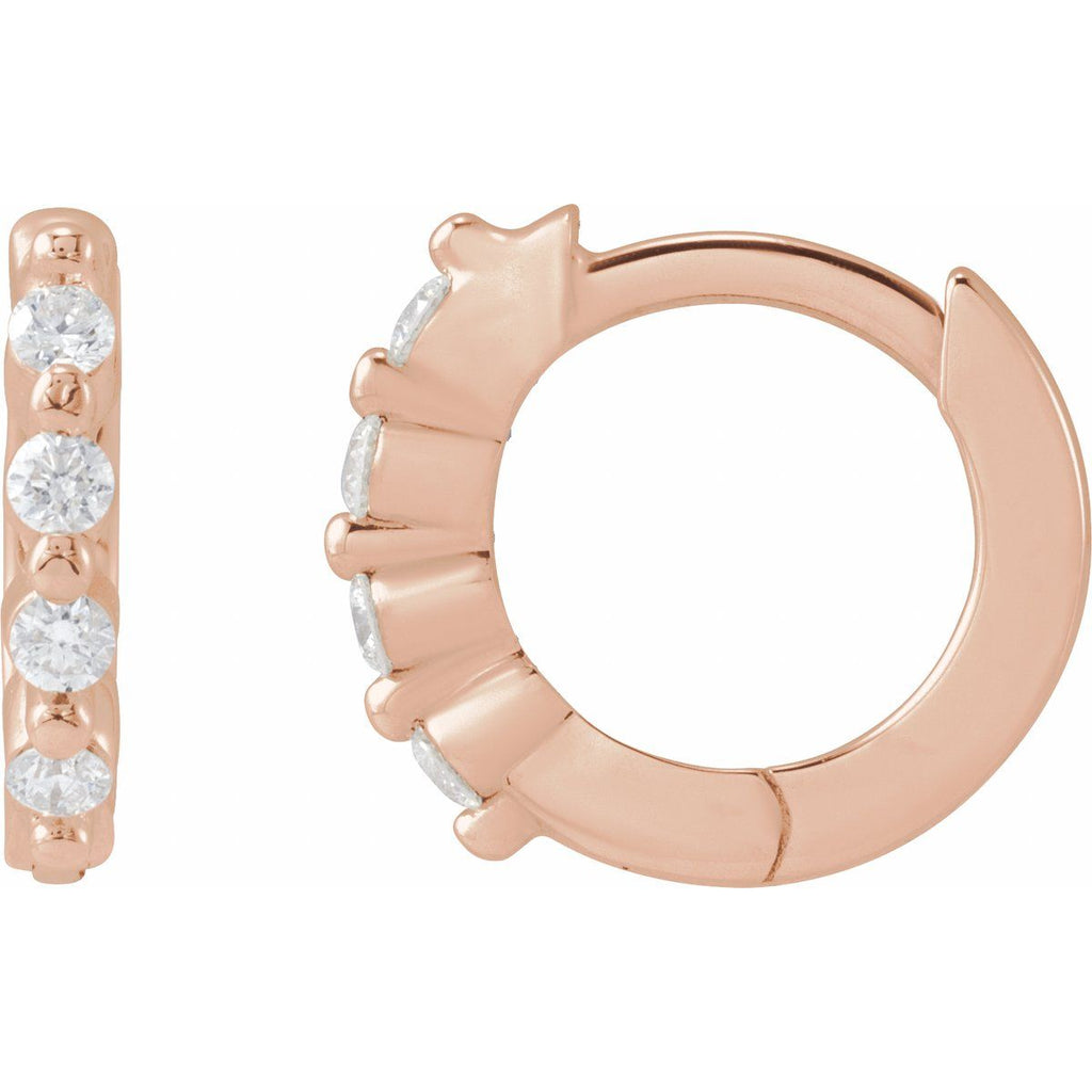 1/10 CTW Natural Diamond 10.74 mm Hinged Hoop Earrings in 14k rose gold