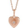 .015 CT Natural Diamond Heart Necklace in 14k rose gold