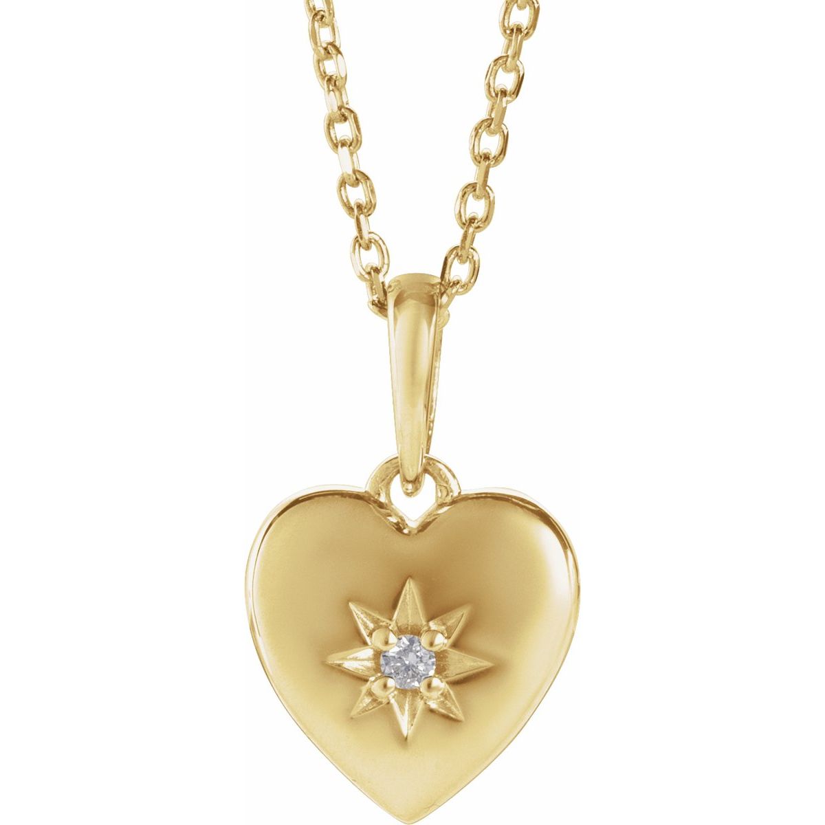 .015 CT Natural Diamond Heart Necklace in 14k yellow gold