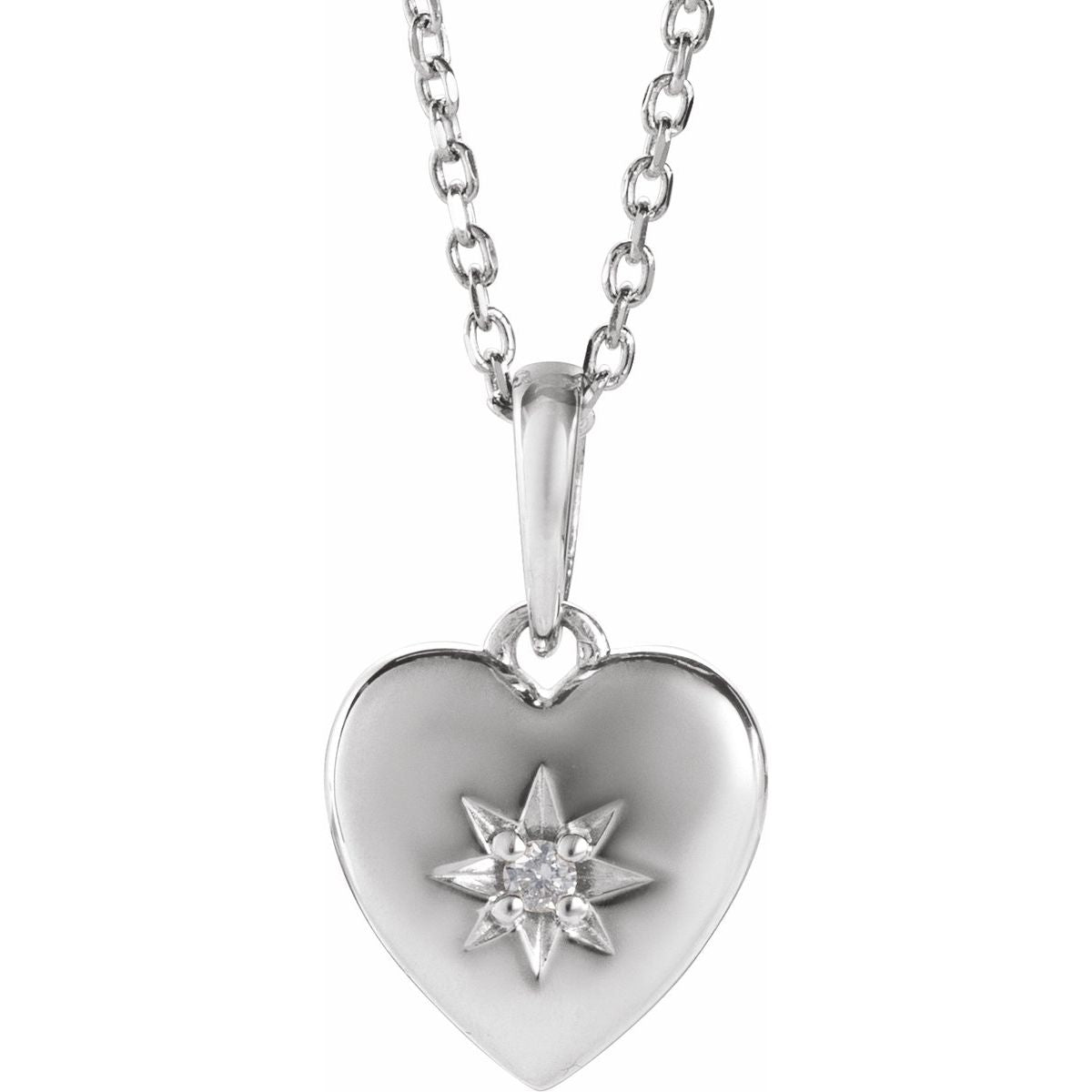 .015 CT Natural Diamond Heart Necklace in 14k white gold