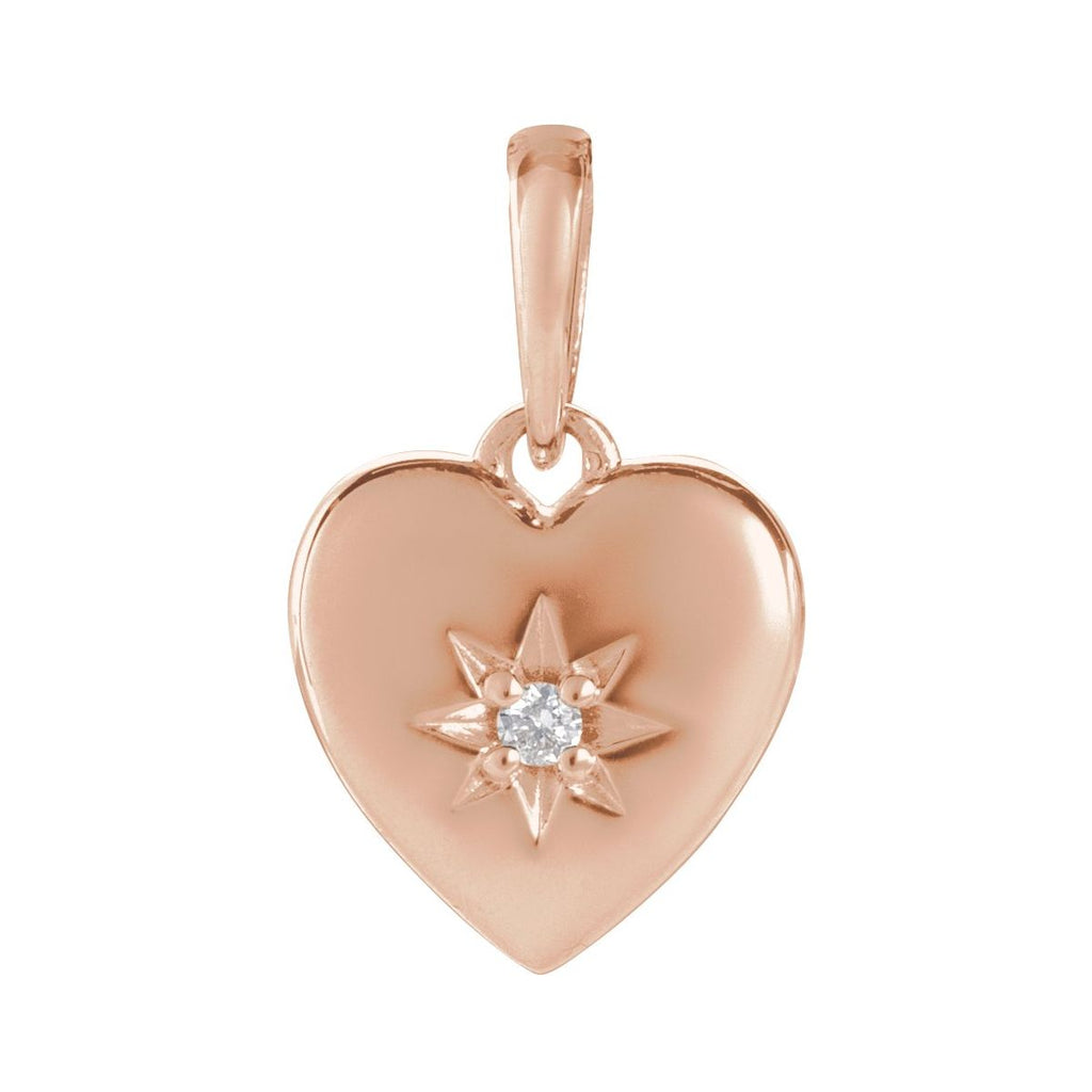 .015 CT Natural Diamond Heart Pendant in 14k rose gold