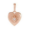 .015 CT Natural Diamond Heart Pendant in 14k rose gold