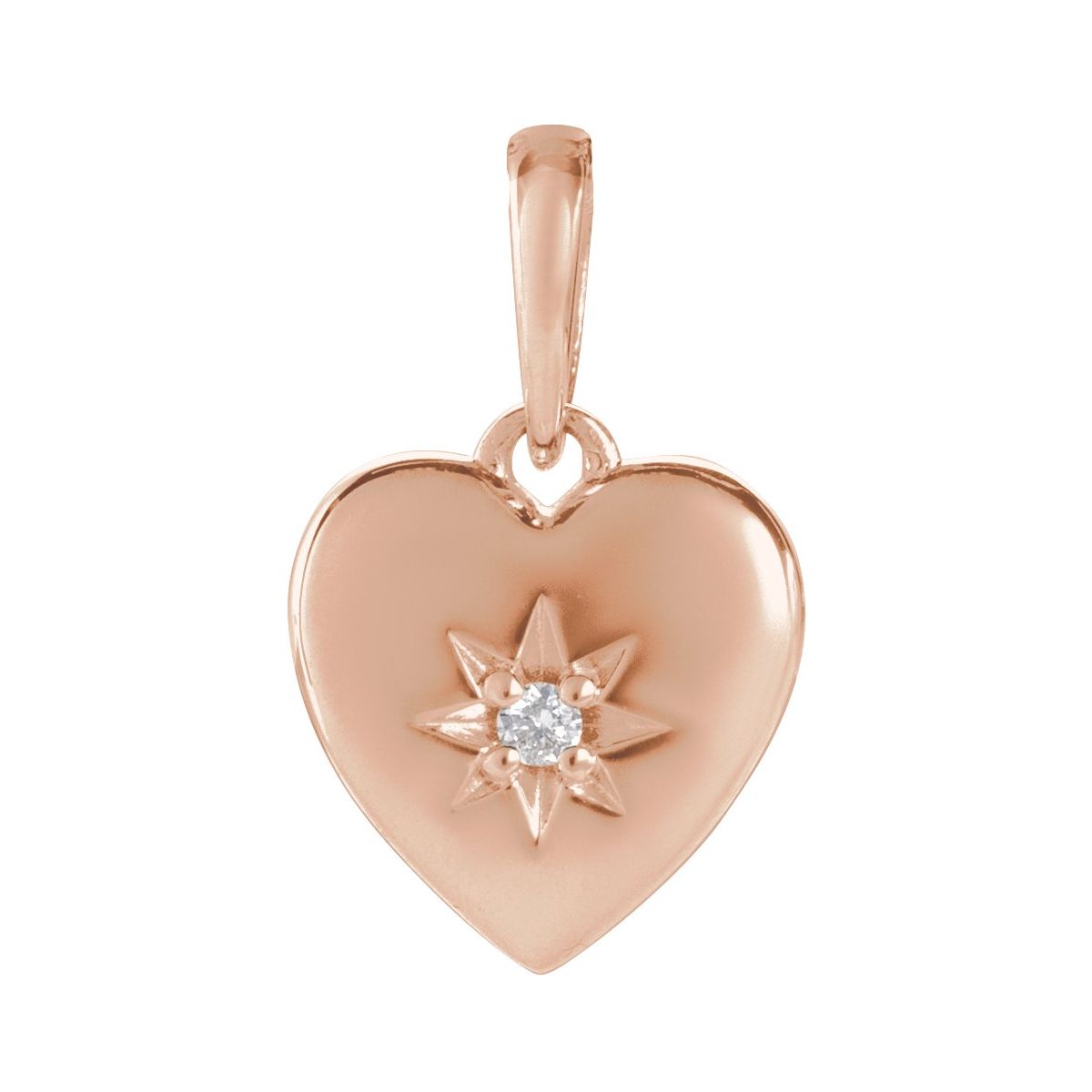 .015 CT Natural Diamond Heart Pendant in 14k rose gold