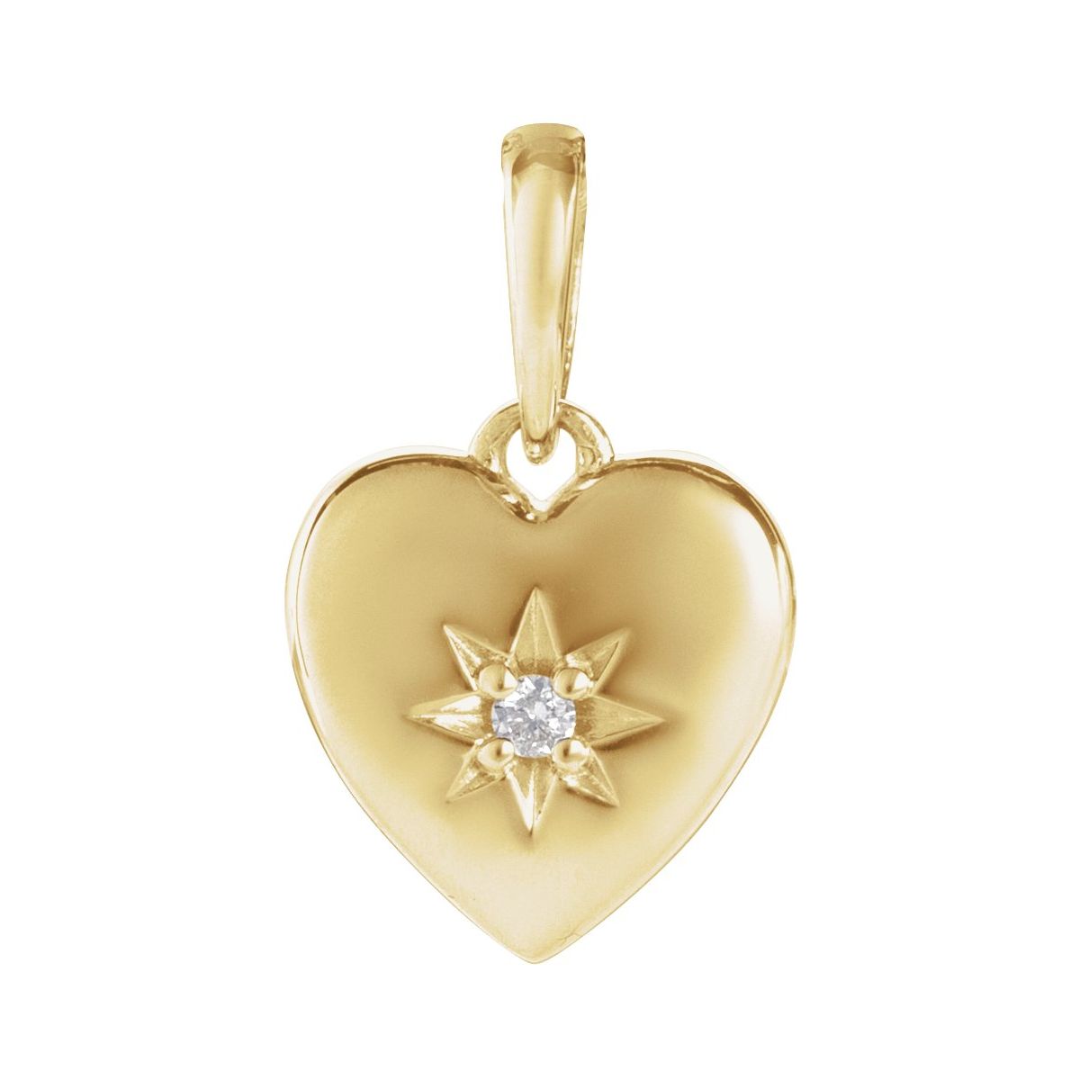 .015 CT Natural Diamond Heart Pendant in 14k yellow gold