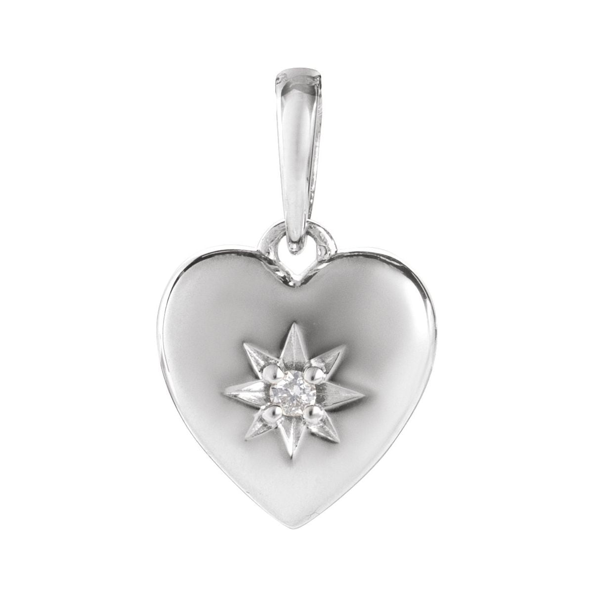 .015 CT Natural Diamond Heart Pendant in 14k white gold