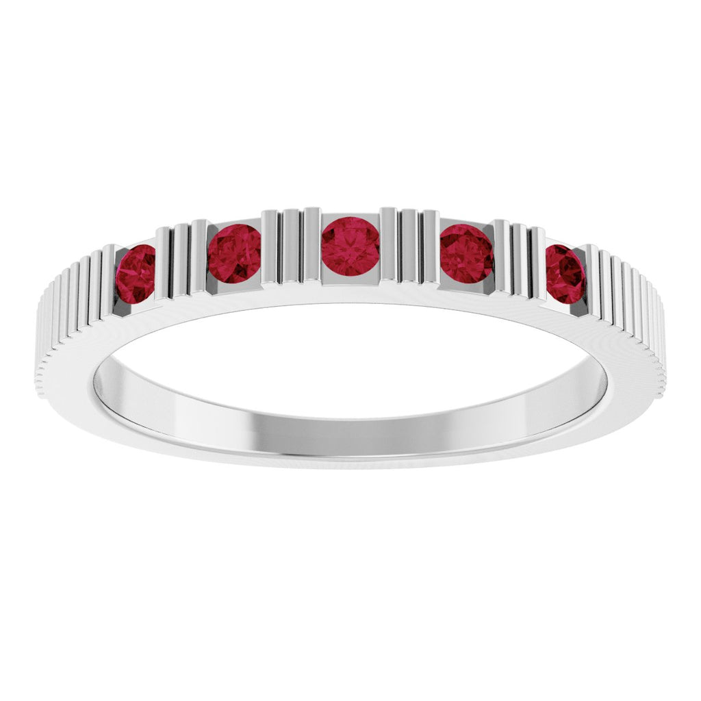 Natural Ruby Stackable Ring in 14k white gold