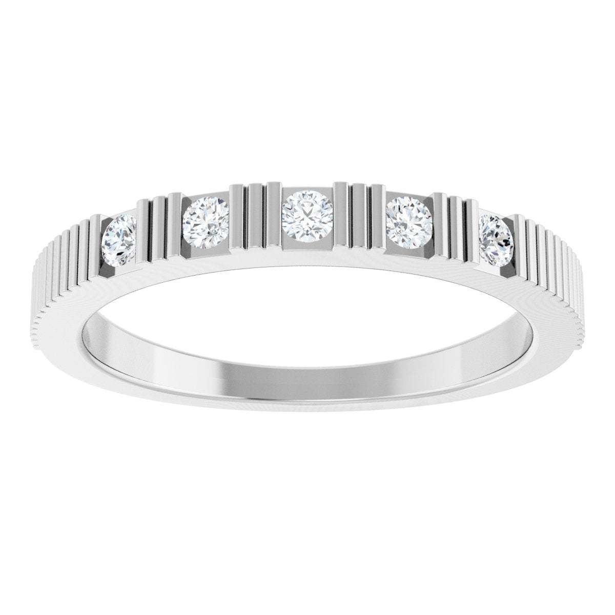 Natural White Sapphire Stackable Ring in 14k white gold