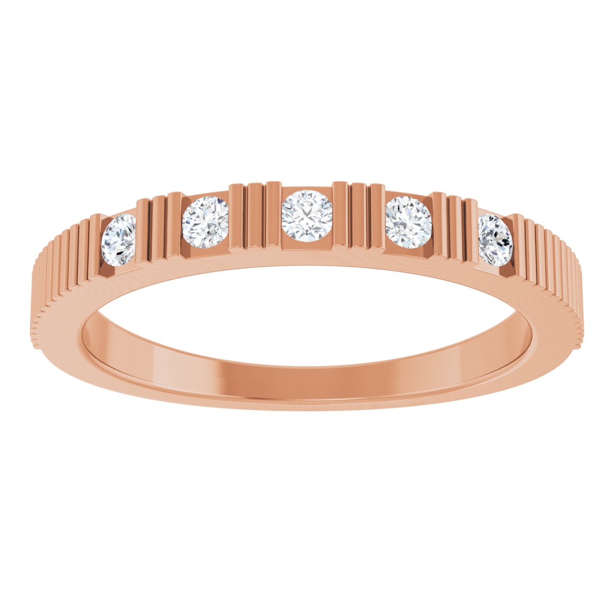 Natural White Sapphire Stackable Ring in 14k rose gold