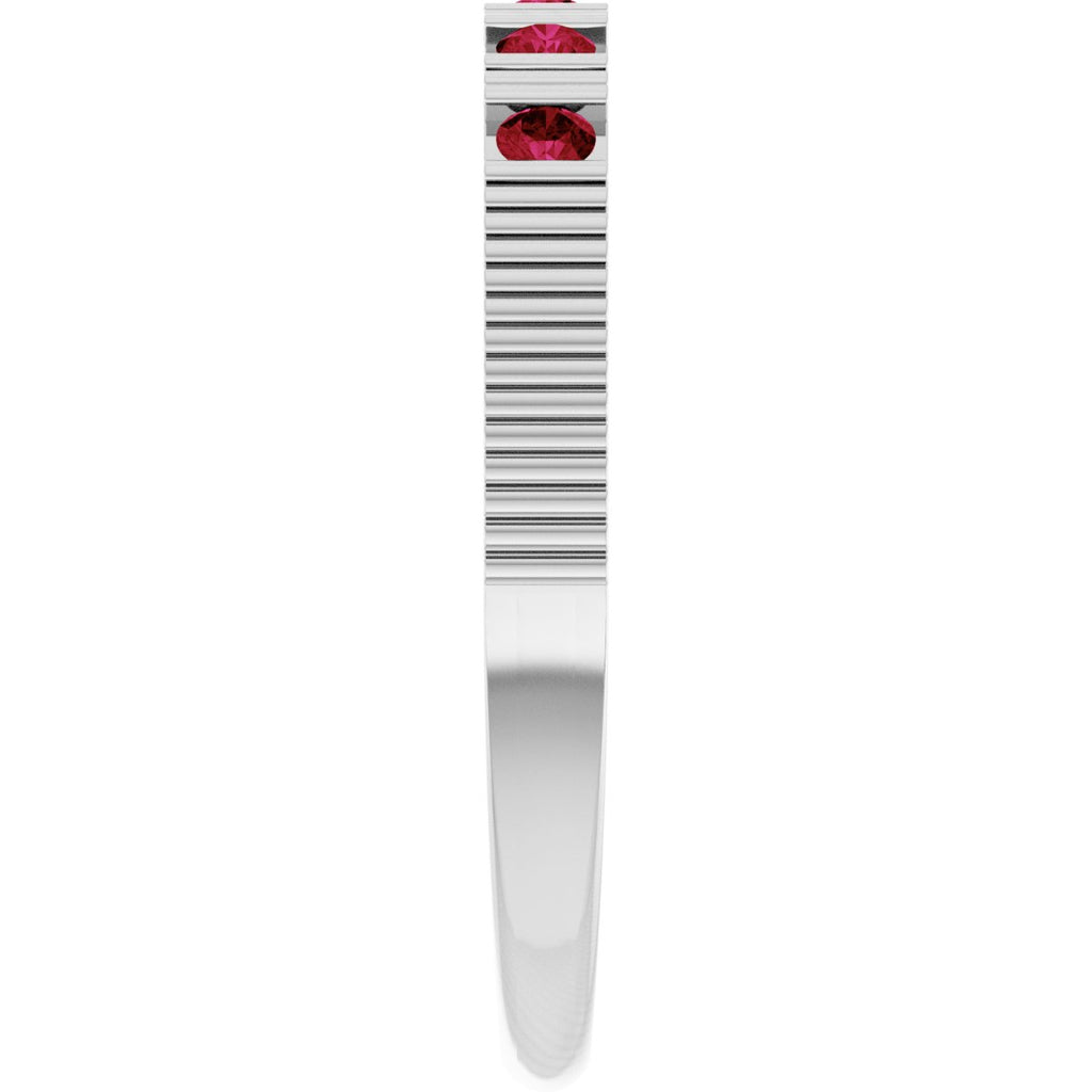 Natural Ruby Stackable Ring in 14k white gold